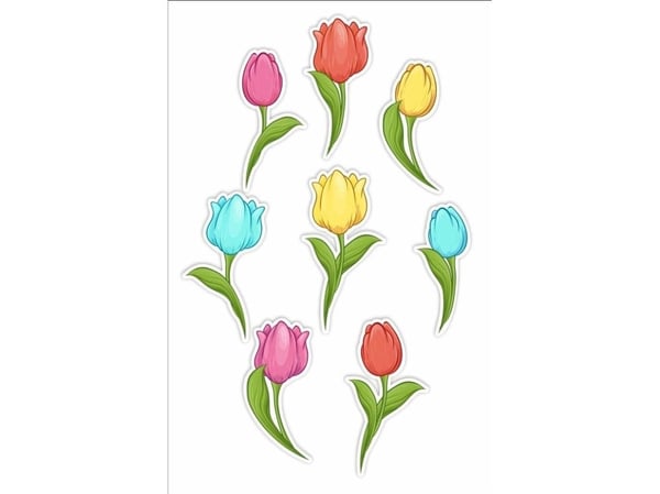 LearnHow vindusdekor dobbeltsidig - Tulipaner 02, 8 stk