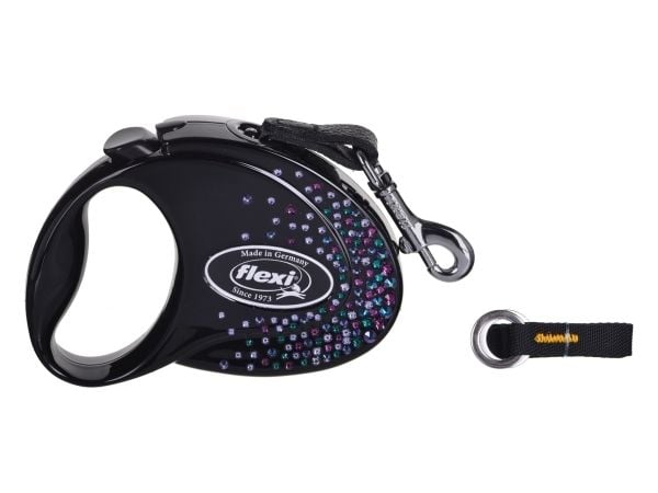 Flexi hundebånd Glam Splash Mystic, 3 m, svart