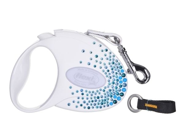 Flexi Glam Splash Ocean bånd til hund, S, TASMA 3 m, hvit