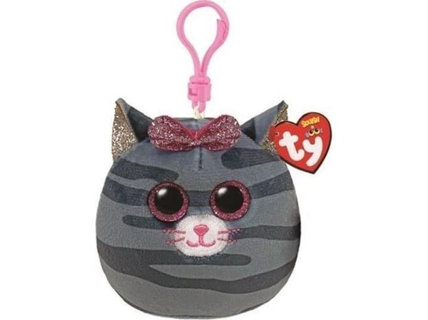 TY Squish-a-Boos KIKI nyckelringsmaskot - grå katt 8,5 cm 39565