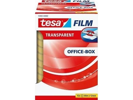 TESA 57403, 66 m, Läpinäkyvä, Polypropeeni (PP), 12 mm, 12 kpl