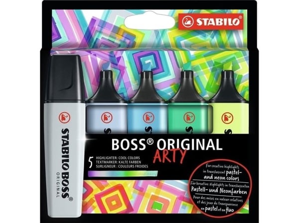 STABILO BOSS ORIGINAL, 5 styck, Multifärg, Mejselspets, Multifärg, 70/194, 70/111, 70/31, 70/51, 70/133, Rektangel