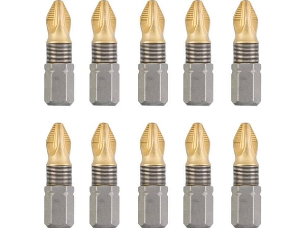 kwb 124111, 10 stykker, Pozidriv, PZ 1, Stål, 25 mm, 25,4 / 4 mm (1 / 4")