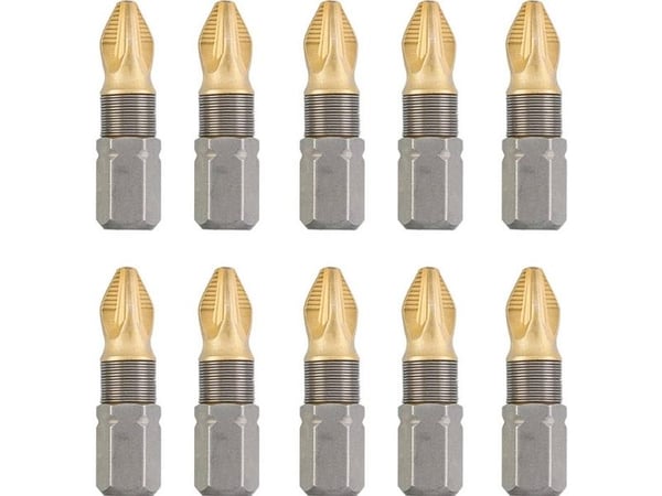 kwb 124112, 10 stykker, Pozidriv, PZ 2, Stål, 25 mm, 25,4 / 4 mm (1 / 4")