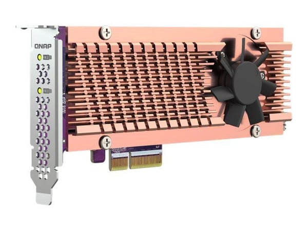 QNAP QM2-2P-344A, PCIe, M.2, PCIe 3.0, Ruskea, Harmaa, NAS / Storage server, Aktiivinen