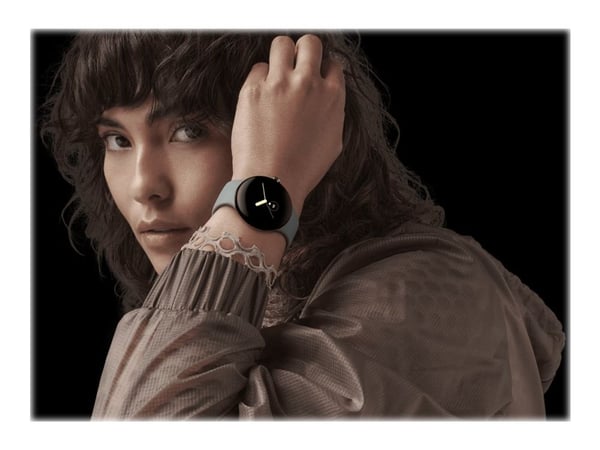 Google Pixel Watch - Champagneguld - smart klocka med band - fluoroelastomer - hazel - bandstorlek: L - 32 GB - Wi-Fi, NFC, Bluetooth - 4G - 36 g