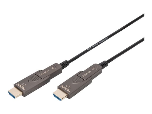 DIGITUS HDMI AOC hybridi valokaapeli 4K irrotettava 15m musta