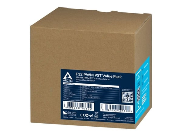 ARCTIC F12 PWM PST - Value Pack - lådfläkt - 120 mm - svart (paket om 5) ARCTIC F12 PWM PST - Value Pack - lådfläkt - 120 mm - svart (paket om 5)