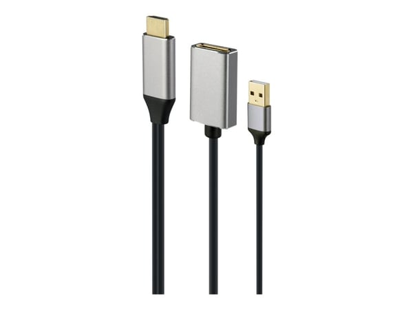 Cablexpert - Video adapter - HDMI hann til USB (kun strøm), DisplayPort - 10 cm - svart - aktiv, 4K 60Hz støtte