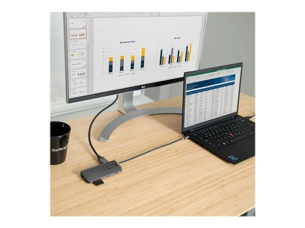 StarTech.com USB C moniporttisovitin, 4K 60Hz HDMI-video, 3 Pt 5Gbps USB-A-keskitin, 100W Power Delivery Pass-Through, GbE, SD/MicroSD, USB Type-C ...
