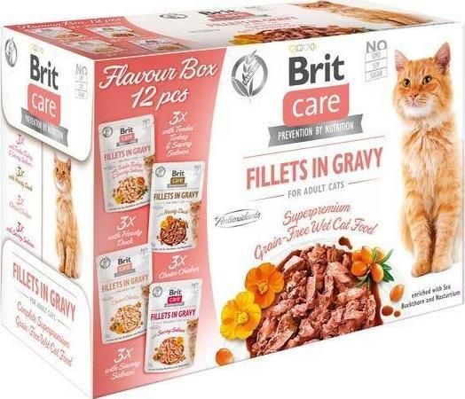 Brit Care katter tørr/våtfôr Adult Fillets in Gravy - våtfôr til katt 12x85 g