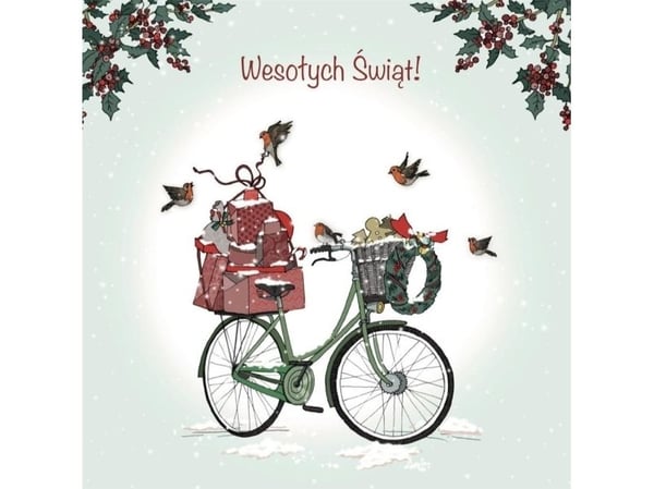 Clear Creations Swarovski fyrkantigt kort CL2308 Christmas Bicycle Inscription