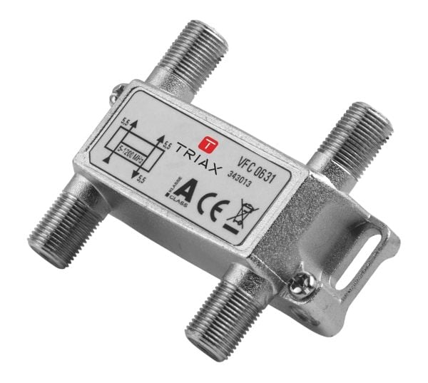 Triax VFC 0631, Kabelfordeler, 75 ohm (O), 5 - 1218 Mhz, Sølv, F-tyyppi, 70 mm