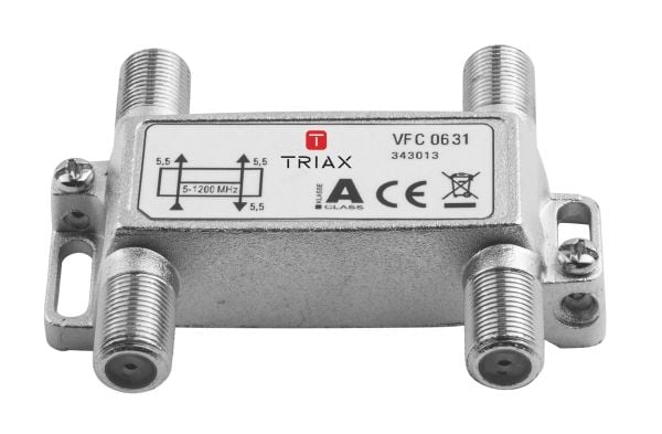 Triax VFC 0631, Kabelfordeler, 75 ohm (O), 5 - 1218 Mhz, Sølv, F-tyyppi, 70 mm