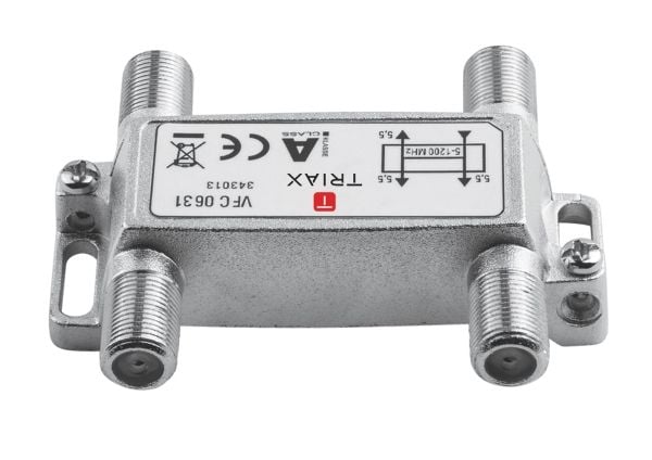 Triax VFC 0631, Kabelfordeler, 75 ohm (O), 5 - 1218 Mhz, Sølv, F-tyyppi, 70 mm