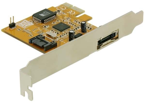 Delock PCI Express-kontrollerkort 1x eSATA, 1x SATA - Lagringskontroll - 2-kanals - SATA 3Gb/s / eSATA 3Gb/s - PCIe x1