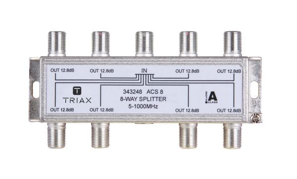 Triax ACS 8, Kabelfördelare, 75 ohm (O), 5 - 1000 MHz, Zink, Zink, Hylskontakt