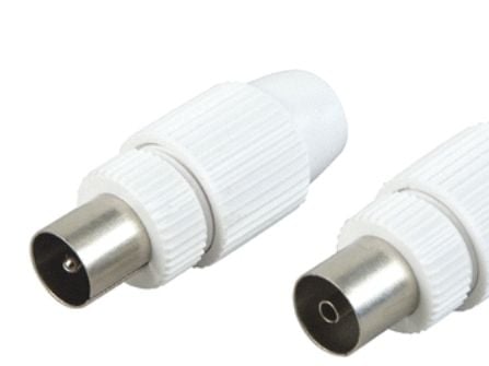 Schwaiger KST1121 532, F-type, IEC, IEC, Hankjønn, Metallisk, Hvit, 2 stykker