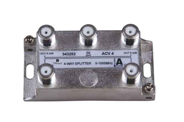 Triax ACV 4, Kaapelin jakaja, 75 O, 5 - 1000 MHz, Sinkki, Sinkki, Naaras