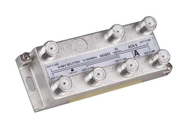 Triax ACV 6, Kaapelin jakaja, 75 O, 5 - 1000 MHz, Sinkki, Sinkki, Naaras