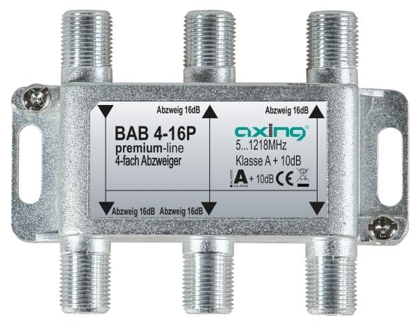 Axing BAB 4-16P Kaapeli-TV:n 4-kertainen jakaja 5 - 1218 MHz Axing BAB 4-16P Kaapeli-TV:n 4-kertainen jakaja 5 - 1218 MHz