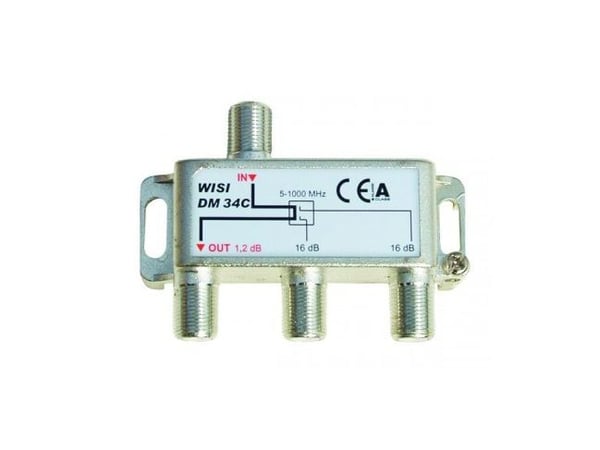 Wisi 70305, Kaapelin jakaja, 5 - 1000 MHz, Hopea, A, 1,2 dB, 78 mm