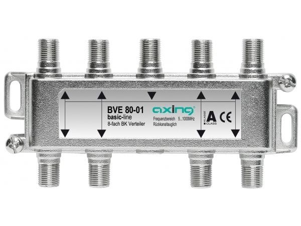 Axing BVE 80-01, Kabelfordeler, 5 - 1006 Mhz, Sølv, F, 125 mm, 20 mm