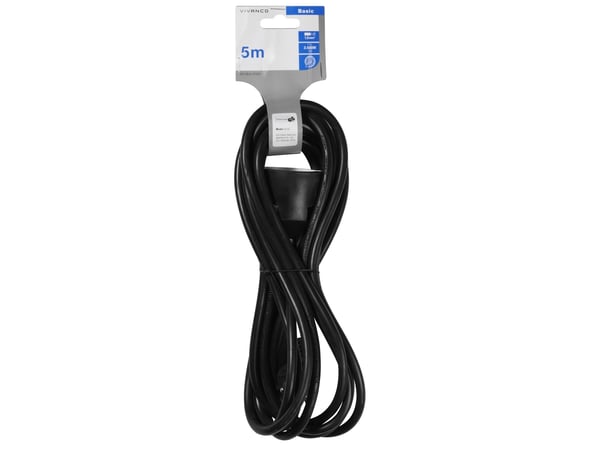 Vivanco SKV 5B-N, 5 m, 1 AC-pistorasia(a), Sisätila, Tyyppi F, Type F (CEE 7/4), Kulmikas