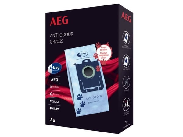AEG GR203S, Støv pose, Hvit, Syntetisk, s-bag, Boks, 4 stykker