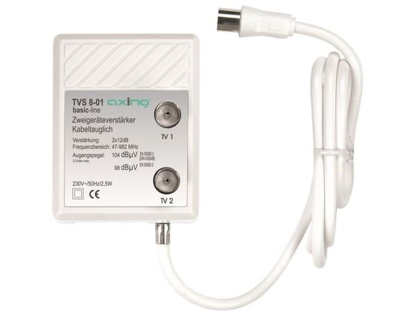 Axing TVS 8-01, 2,5 W, 0.047 - 0.826 GHz, 230 V, 50 Hz, 60 x 90 x 90 mm, 1 x IEC-female 2 x IEC-male