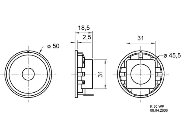 Visaton VS-K50WP-16, 1.0 kanaler, 2 W, 180 – 17000 Hz, 16 O, Sort