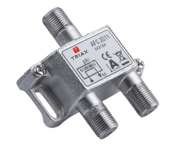 Triax 343104, Kaapelinjakaja, 75 ohm (O), 5 - 1218 Mhz, Metallinen, Hunstik, A