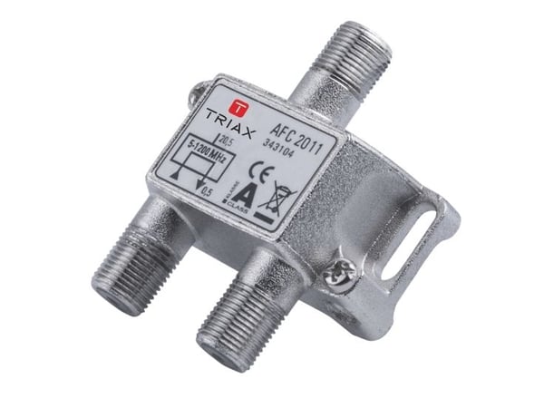 Triax 343104, Kaapelinjakaja, 75 ohm (O), 5 - 1218 Mhz, Metallinen, Hunstik, A