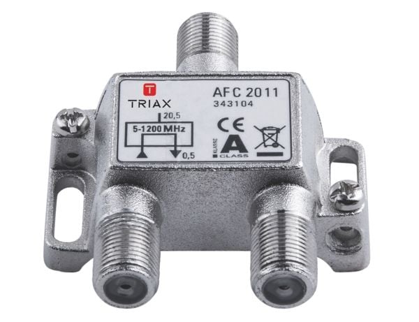 Triax 343104, Kaapelinjakaja, 75 ohm (O), 5 - 1218 Mhz, Metallinen, Hunstik, A