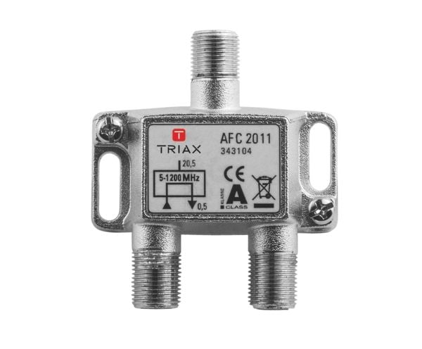 Triax 343104, Kaapelinjakaja, 75 ohm (O), 5 - 1218 Mhz, Metallinen, Hunstik, A