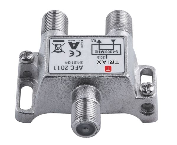Triax 343104, Kaapelinjakaja, 75 ohm (O), 5 - 1218 Mhz, Metallinen, Hunstik, A