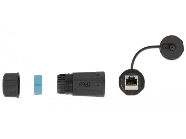 Delock - Nettverkkopler - RJ-45 (hunn) til RJ-45 (hunn) - STP - CAT 6a - svart, blå