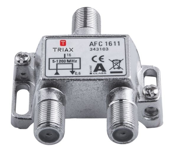 Triax AFC 1611, 75 ohm (O), 5 - 1218 Mhz, Sølv, Hunstik, F-tyyppi, 48 mm