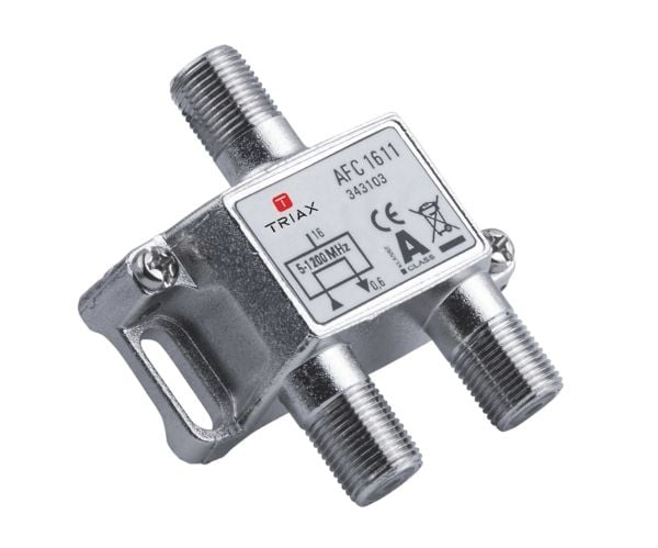 Triax AFC 1611, 75 ohm (O), 5 - 1218 Mhz, Sølv, Hunstik, F-tyyppi, 48 mm