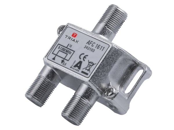 Triax AFC 1611, 75 ohm (O), 5 - 1218 Mhz, Sølv, Hunstik, F-tyyppi, 48 mm