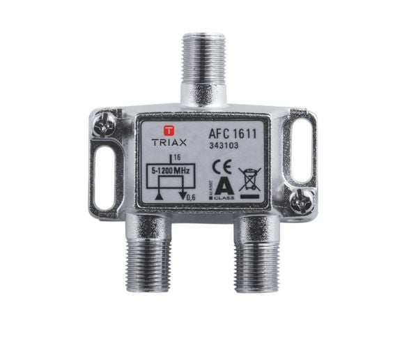 Triax AFC 1611, 75 ohm (O), 5 - 1218 Mhz, Sølv, Hunstik, F-tyyppi, 48 mm