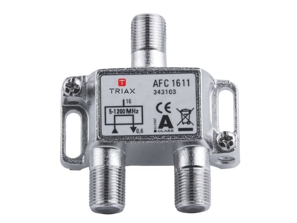 Triax AFC 1611, 75 ohm (O), 5 - 1218 Mhz, Sølv, Hunstik, F-tyyppi, 48 mm