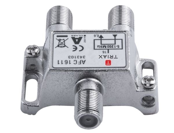 Triax AFC 1611, 75 ohm (O), 5 - 1218 Mhz, Sølv, Hunstik, F-tyyppi, 48 mm