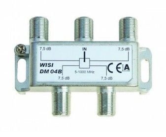Wisi DM 04 B, Kaapelin jakaja, 5 - 1000 MHz, Hopea, Valkoinen, F, 78 mm, 28 mm