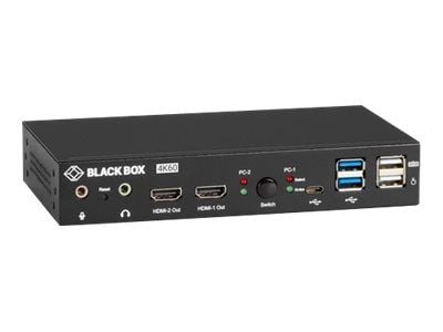 Black Box 4K HDMI Dual-Monitor KVM Switch KVD200-2H - KVM / lyd / USB-svitsj - 2 x KVM/lyd/USB - 1 lokalbruker - stasjonær