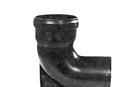 Jalkojen mutka 110mm x 87,5°, pitkä - musta PP