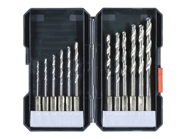 kwb 108810, Drill, Drill bit set, Legert stål, Støpejern, Hard plastik, Ulegert Stål, Ikke-jernholdig metall, 6,35 mm, Høy-Hastighets Stål (HHS), R...