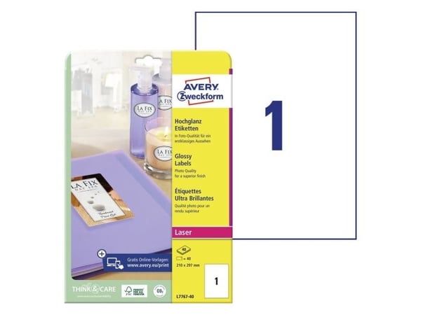 Avery - Blank - glättat - 209 x 295 mm 40 ark fotopapper