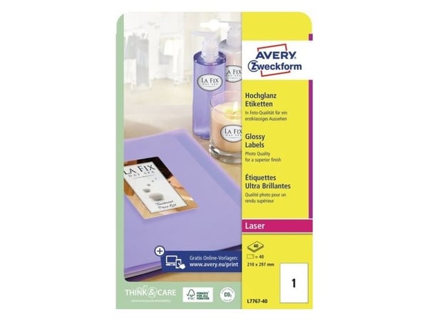 Avery - Blank - glanset - 209 x 295 mm 40 ark fotopapir