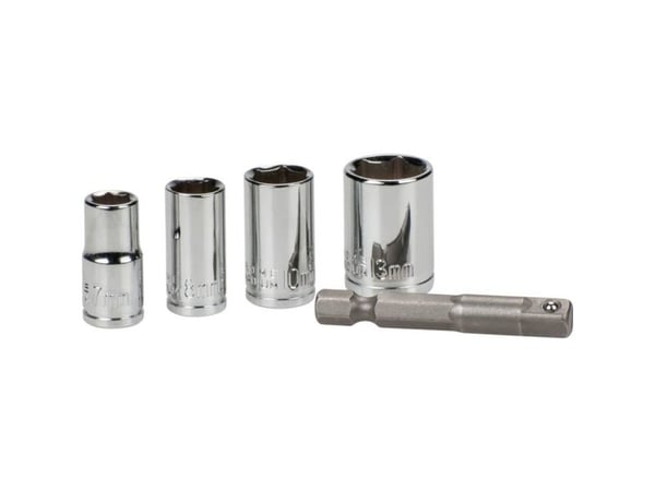 kwb 105110, Støpselsett, 1/4", Metrisk, 5 hoder, 7,8,10,13 mm